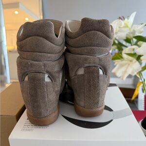Isabel Marant Gray Suede Wedge Sneakers